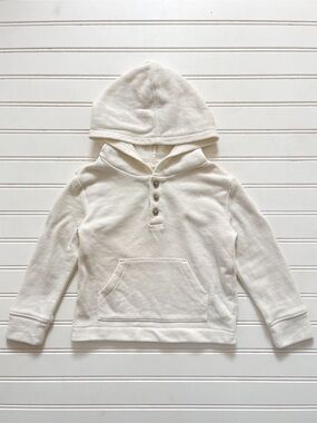 JANIE & JACK EUC Neutral Ivory Soft French Terrycloth Pullover Hoodie Sweatshirt